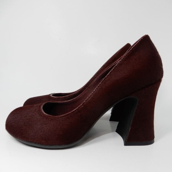 Jeffrey Campbell Buxom Pumps Heels Size 5.5 Genuine Calf Hair Wine Burgundy NEW - Picture 5 of 12